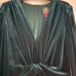 Vince Camuto Deep Green Velvet Mini Dress